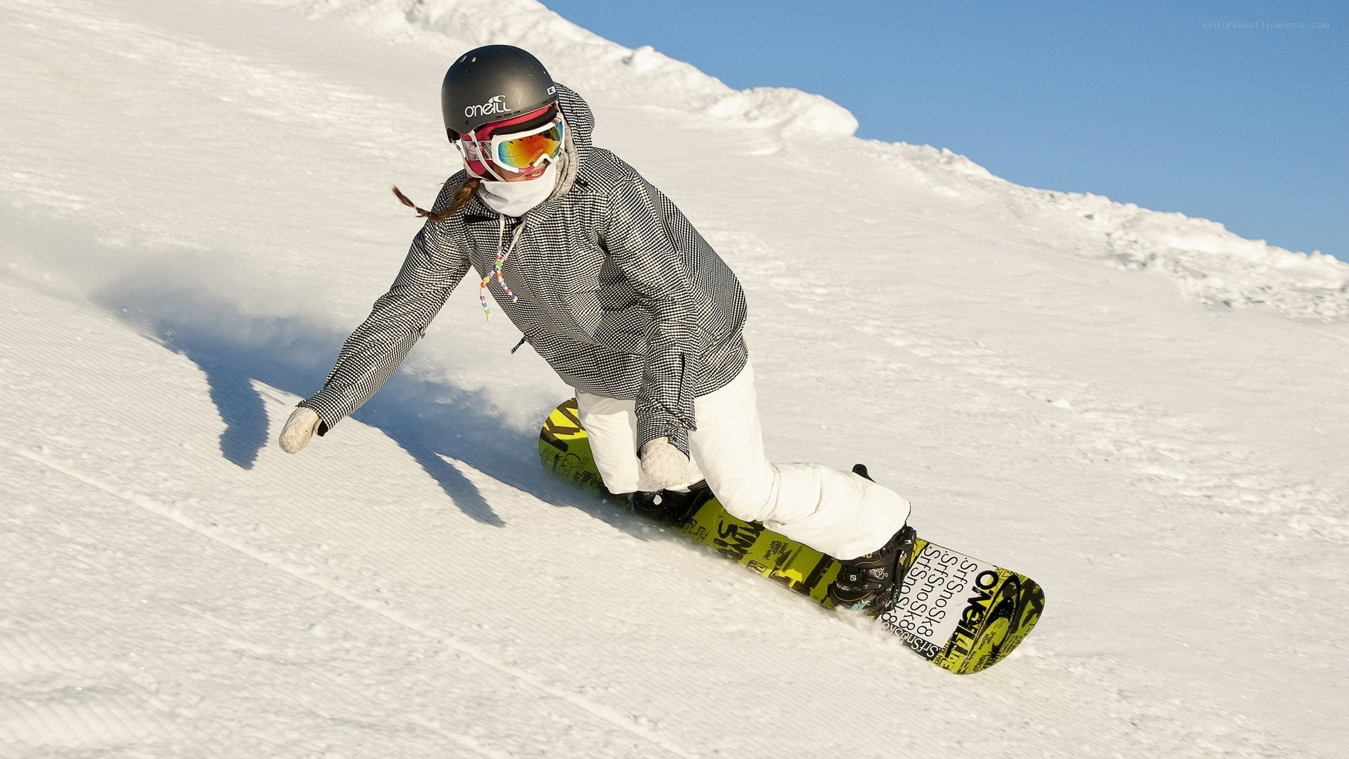 snowboarder on a sunny slope