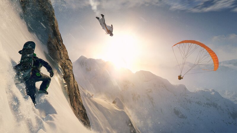 Snowboarder on Mountain — White, Dramatic, Afternoon, 3d Render