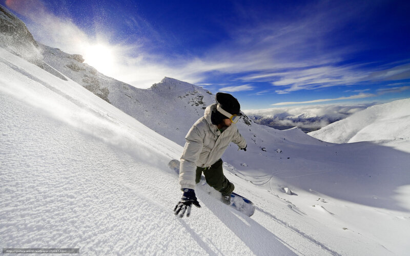 Snowboarder on Mountain — White, Dramatic