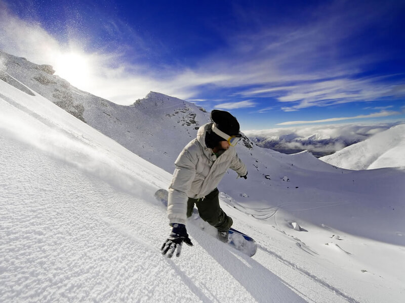 Snowboarder on Mountain — White, Dynamic, Afternoon