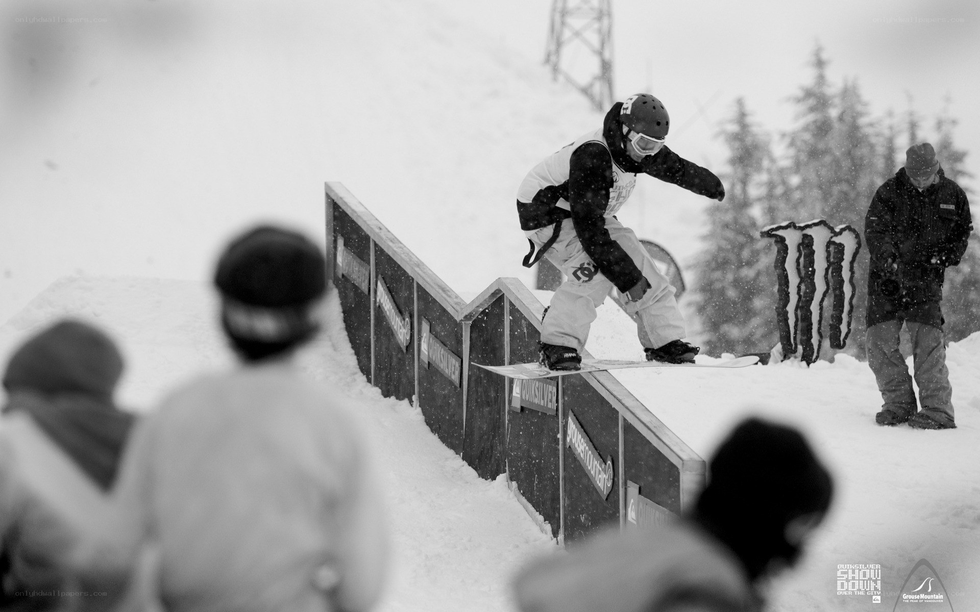 snowboarder on rail feature