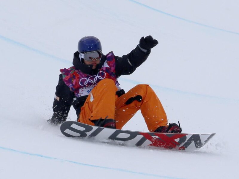 Snowboarder on Slope — White, Active