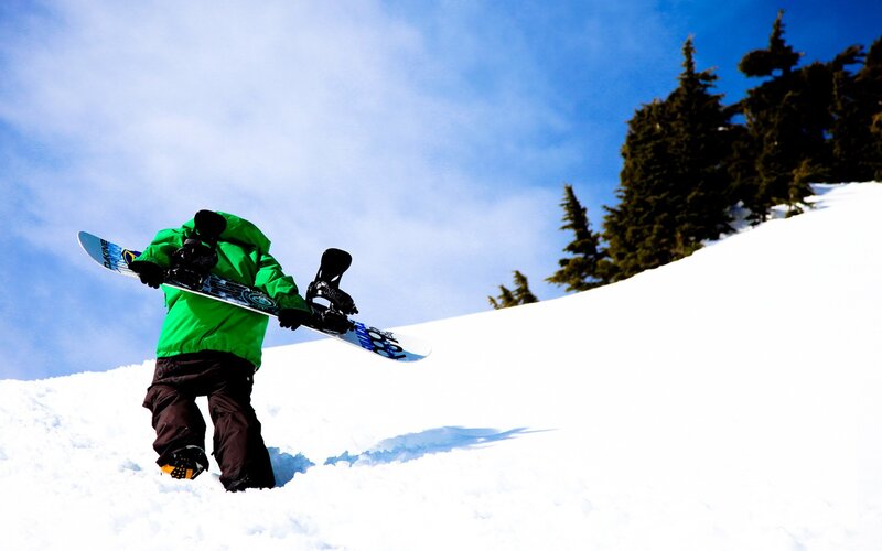 Snowboarder on Slope — White, Outdoor
