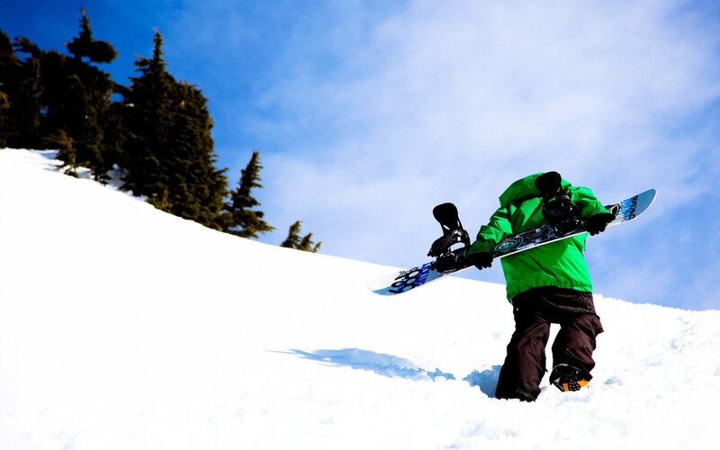Snowboarder on Slope — White, Outdoor, Winter