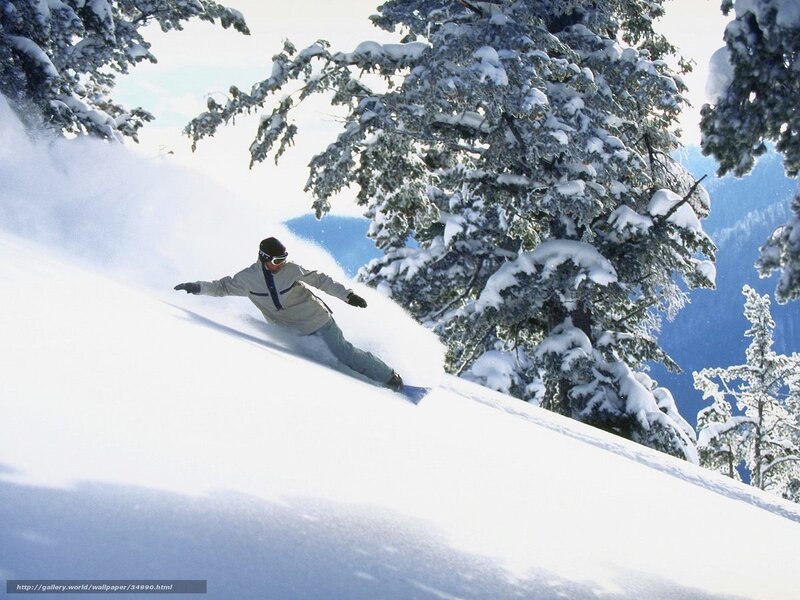 Snowboarder on Slope — White