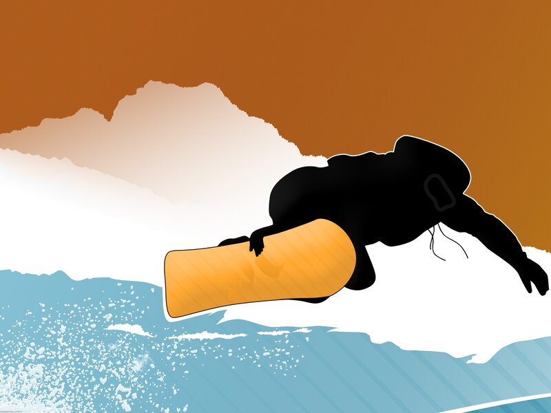 Snowboarder on Wave — Orange