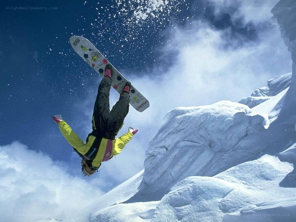 Snowboarder performing aerial trick