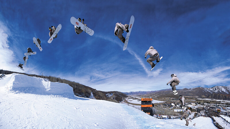 snowboarder performing aerial trick