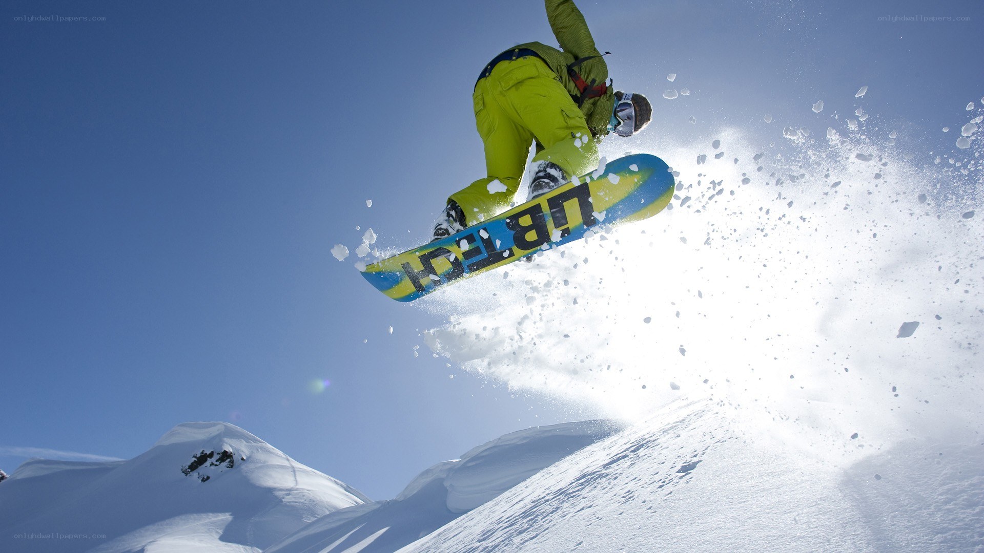 Snowboarder performing aerial trick