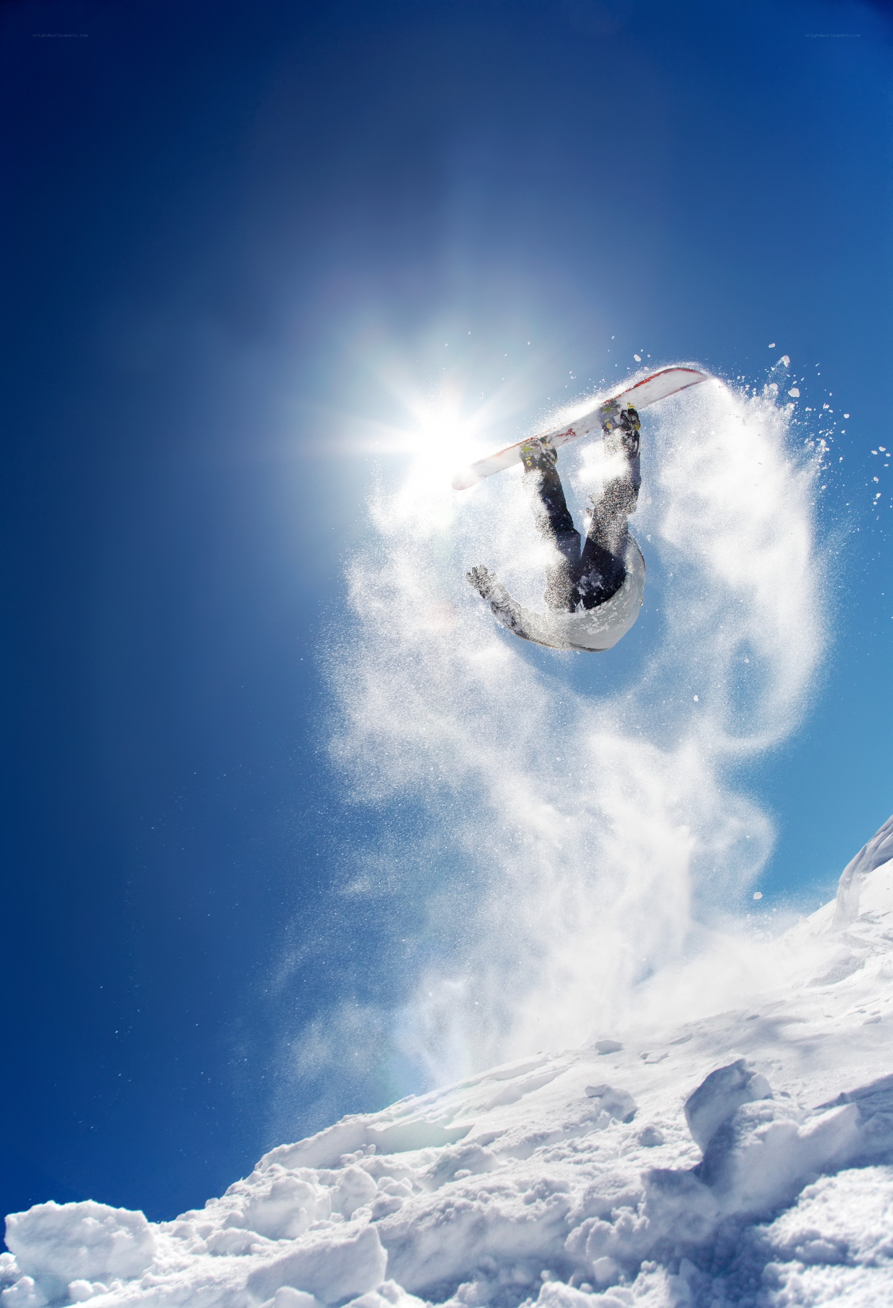 Snowboarder performing aerial trick