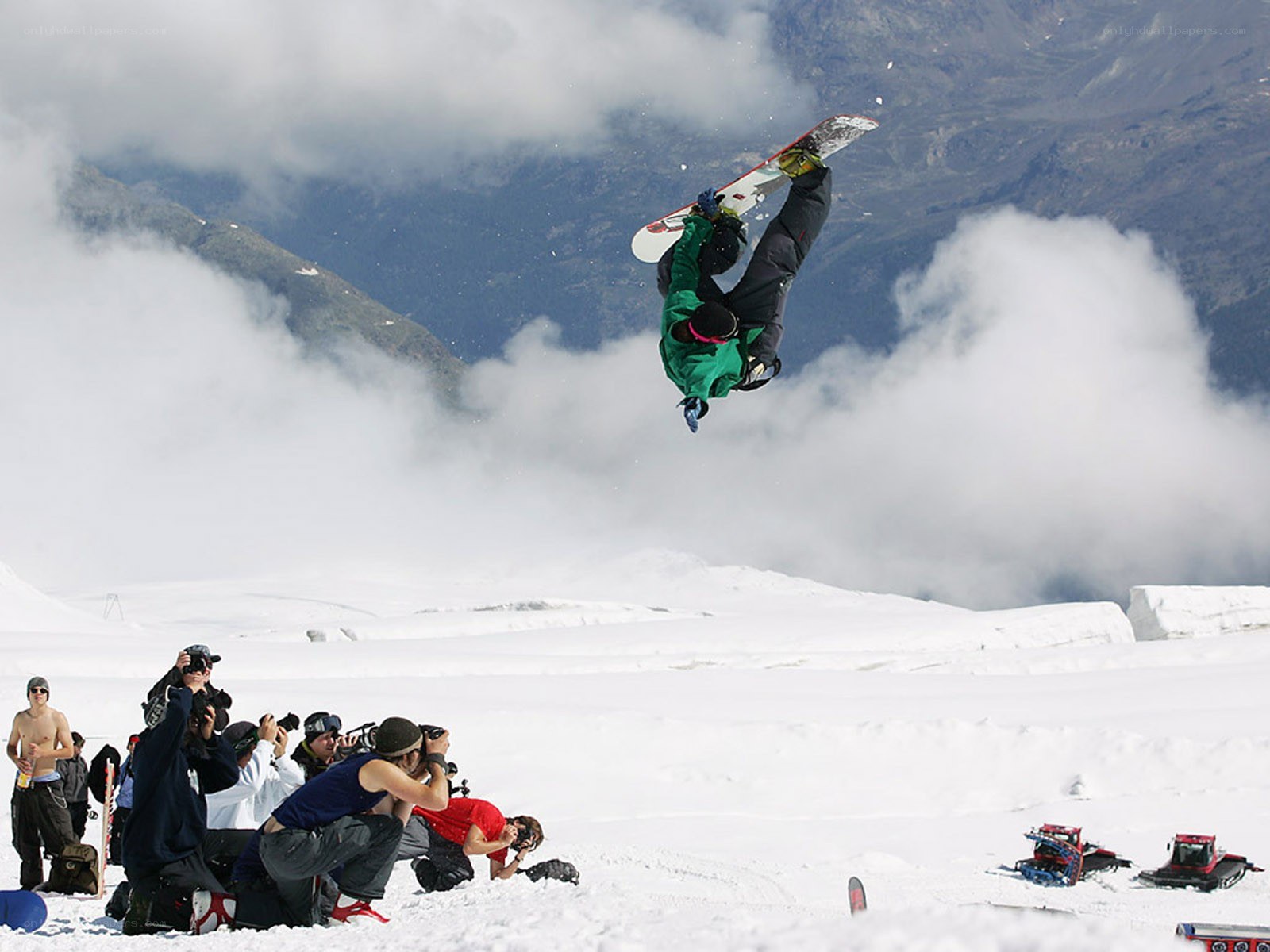 Snowboarder performing aerial trick