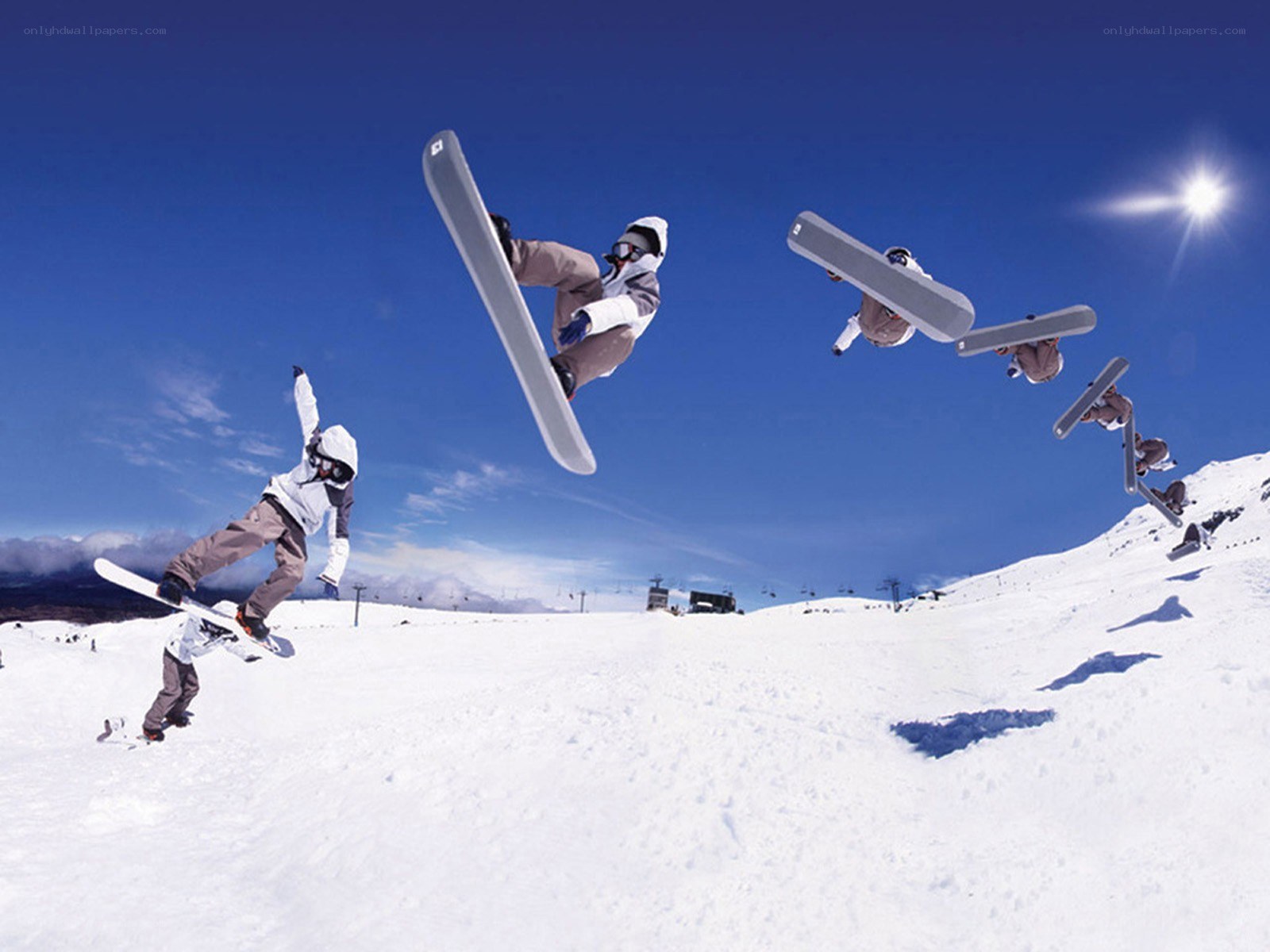Snowboarder performing aerial trick