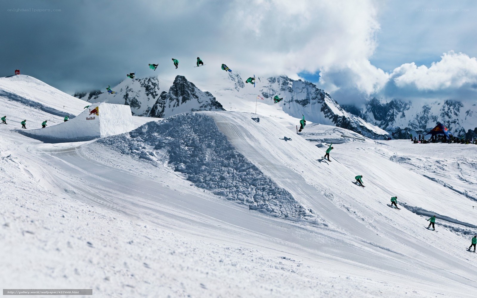 Snowboarder performing aerial tricks
