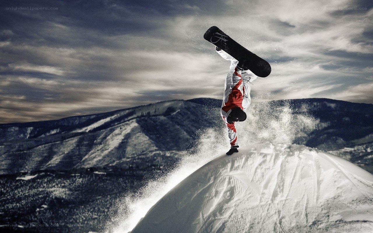 Snowboarder performing trick