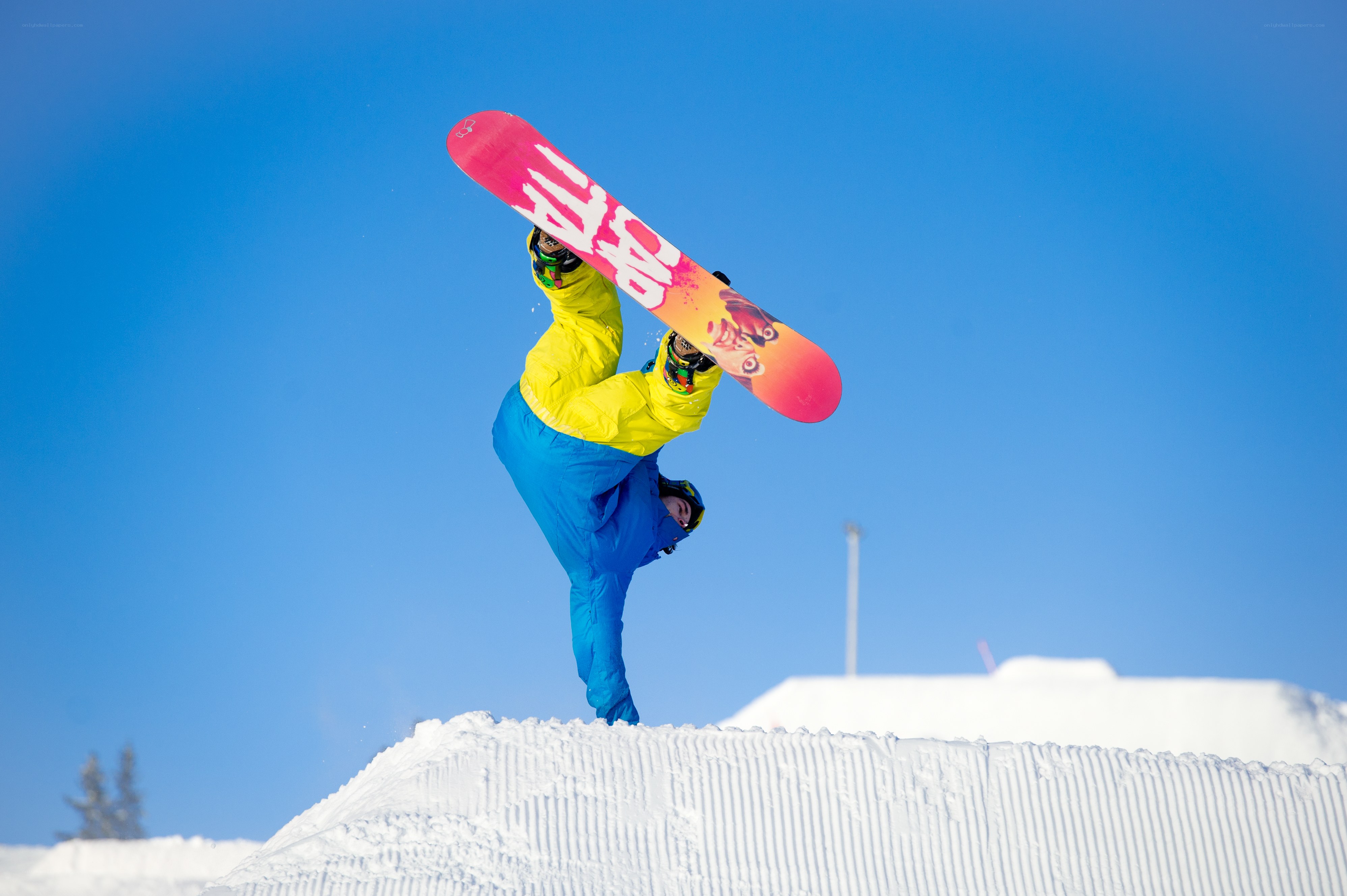 Snowboarder performing trick