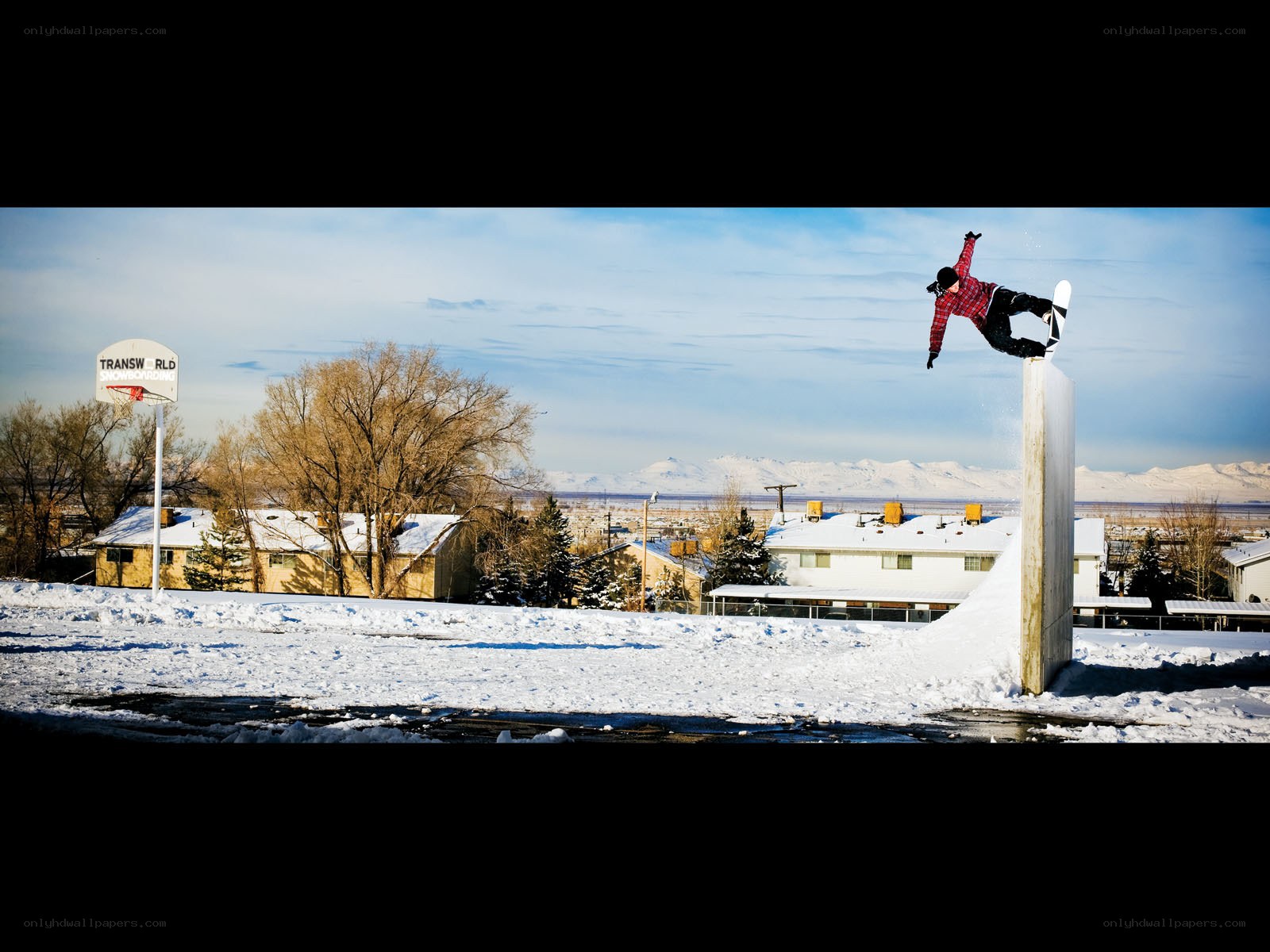Snowboarder performing trick
