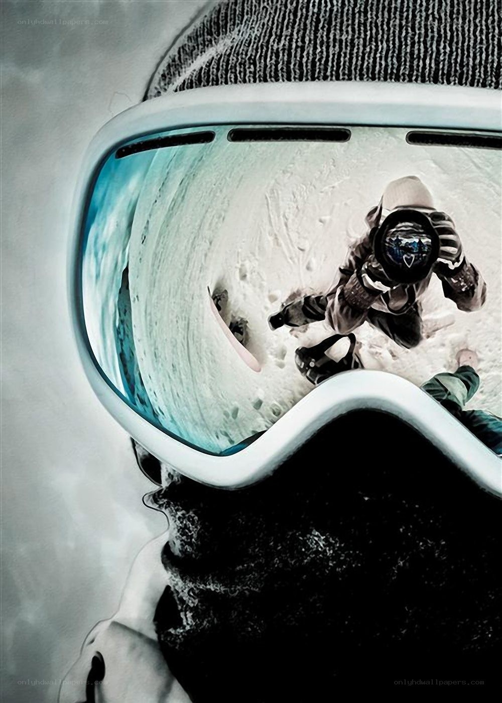 Snowboarder's Goggles Reflection
