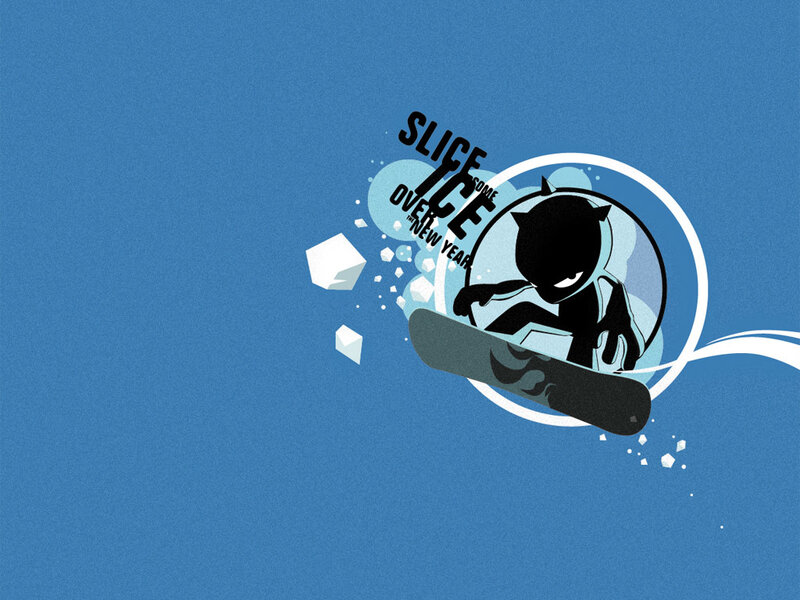 snowboarder slicing ice
