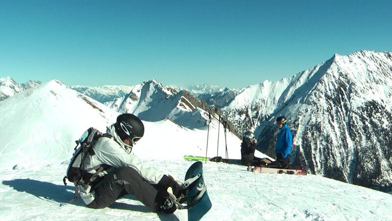 Snowboarders on Mountain — White, Serene