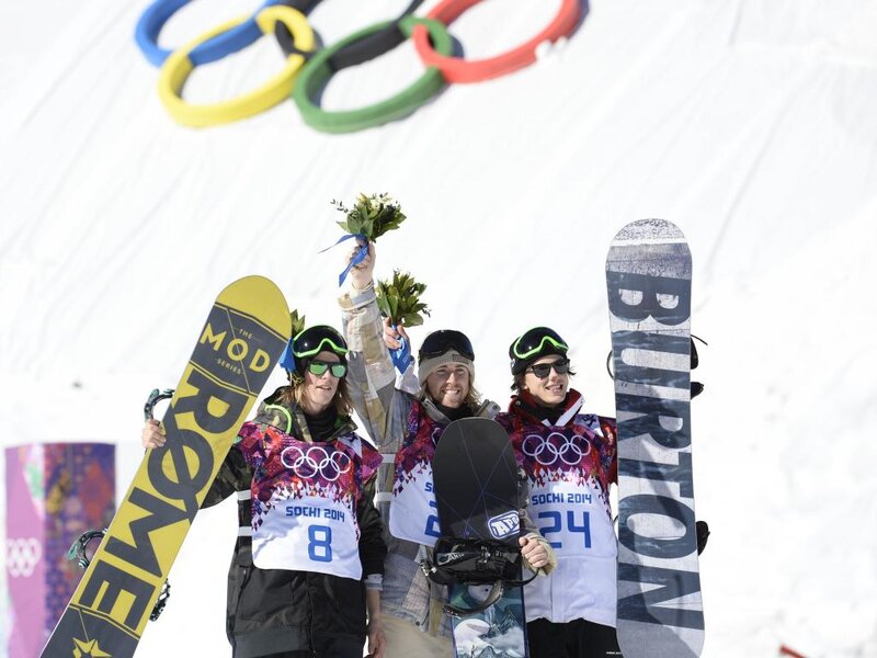 Snowboarders on Podium