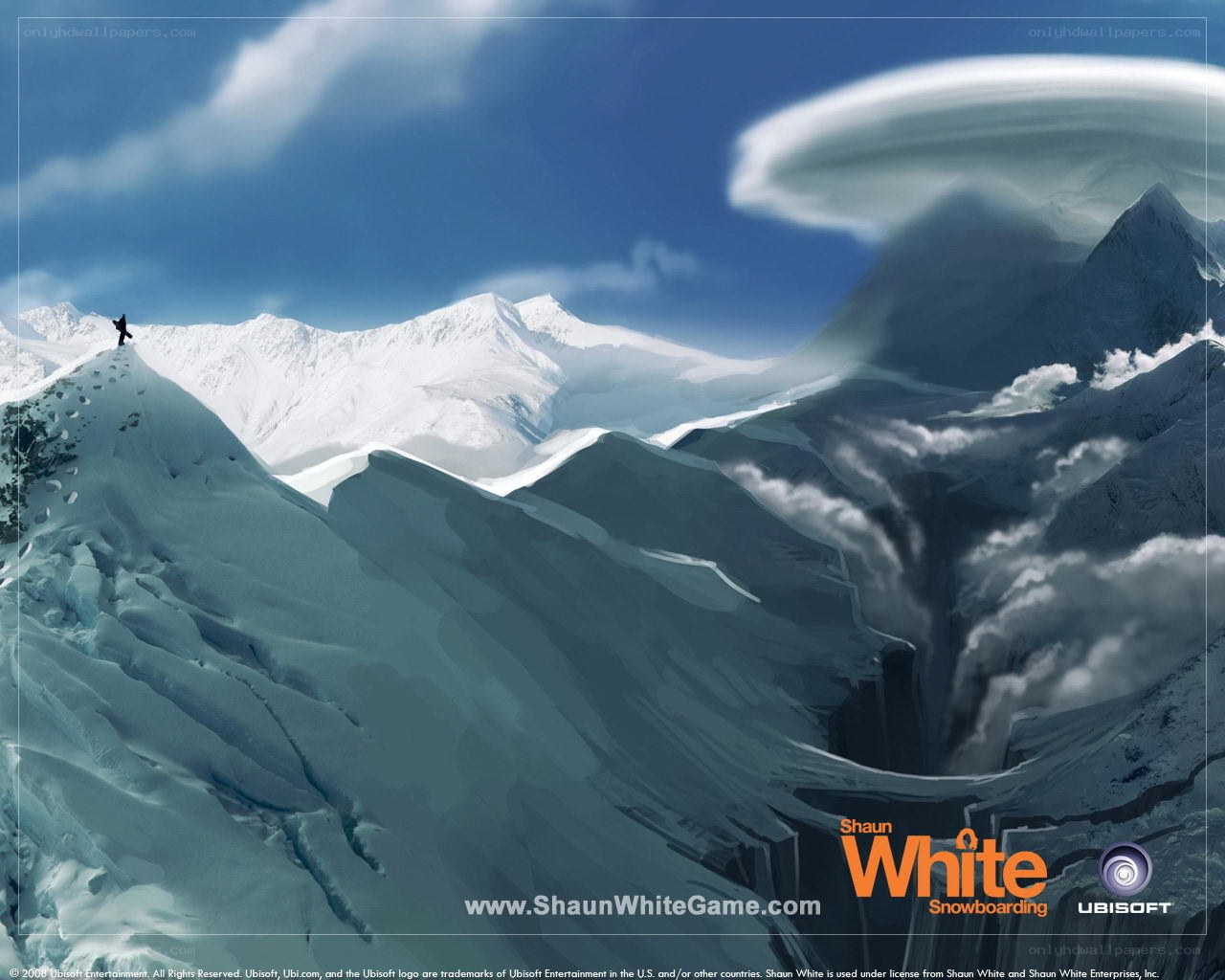 Snowboarding on a mountain peak