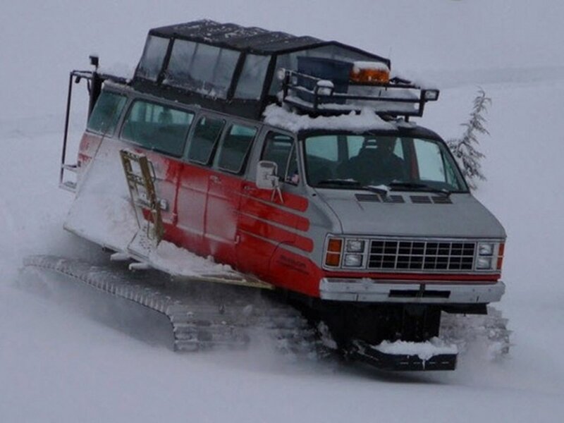 Snowcat Vehicle in Snow
