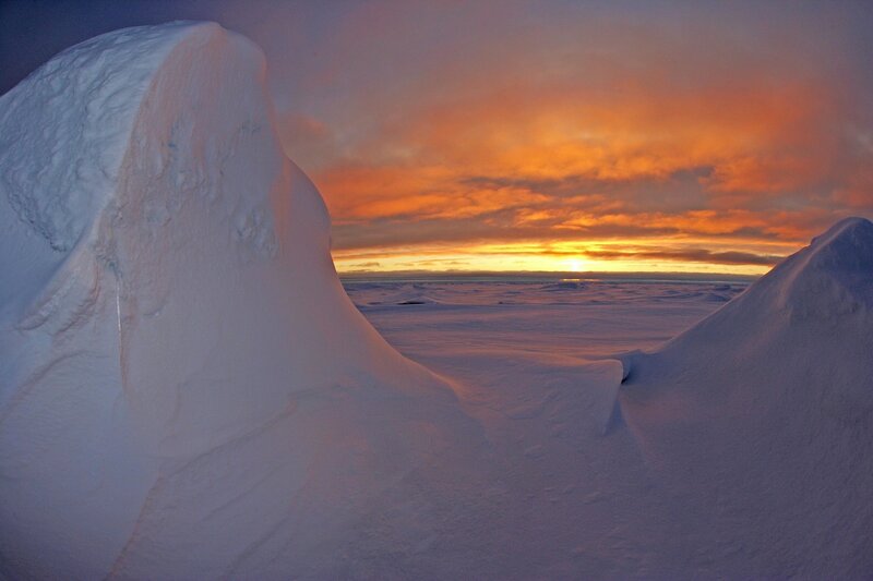 Snowdrifts at Sunset