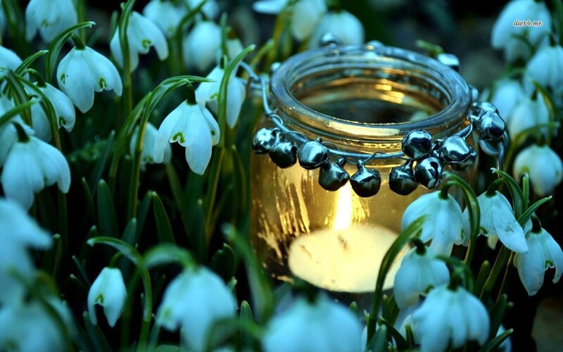 Snowdrop Flowers with Candle