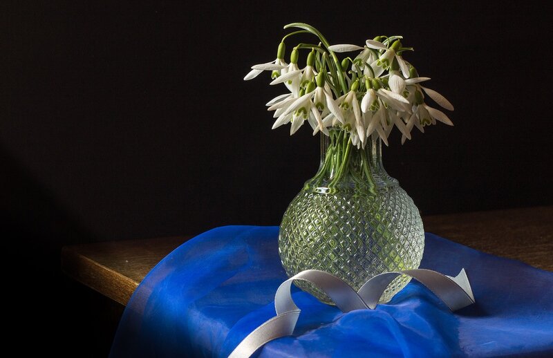 Snowdrops in a Vase — Blue