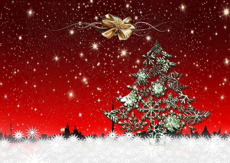 Snowflake Christmas Tree — Red