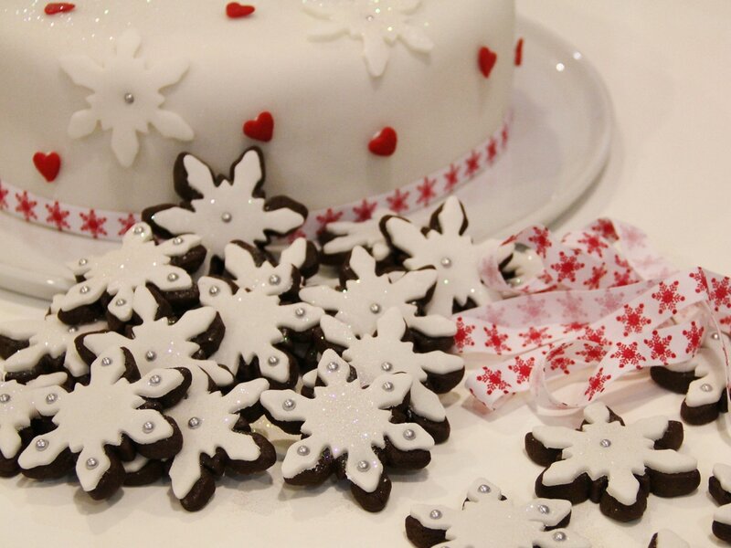 Snowflake Cookies and Cake — White, Festive