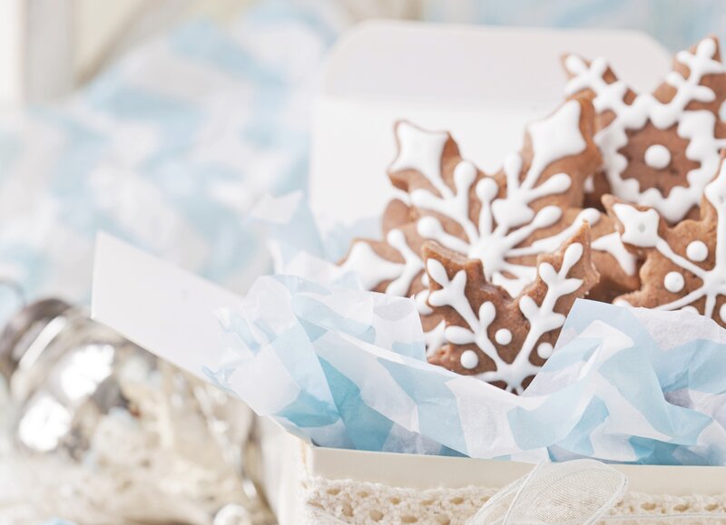 Snowflake Cookies in Box