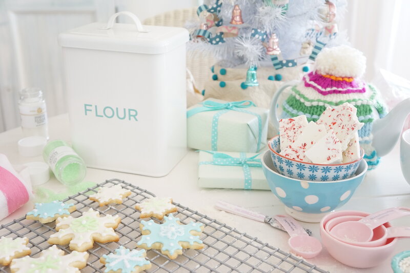 Snowflake Cookies on Rack — White
