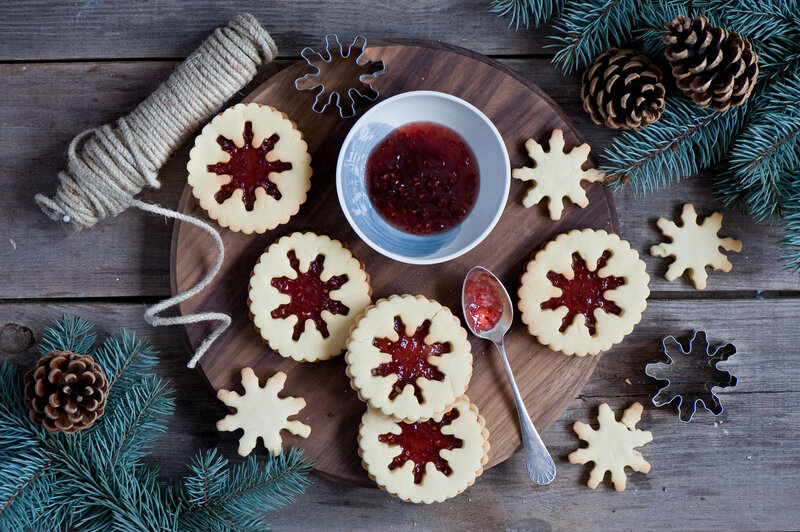 Snowflake Cookies on Wood — Brown, Festive, Winter