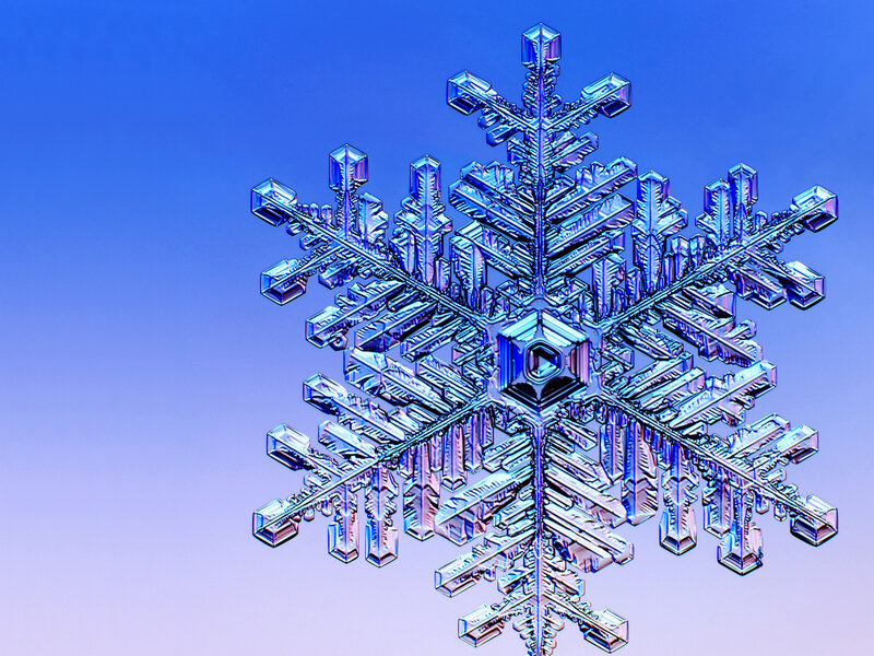 Snowflake Crystal — Blue, Serene, Photograph, Hexagonal