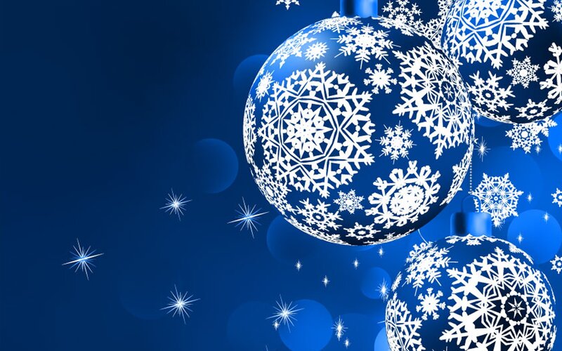 Snowflake-decorated Ornaments — Blue, Festive