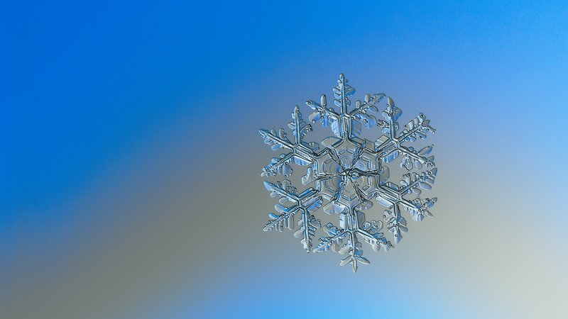 Snowflake on Blue Background — Calm, Photograph