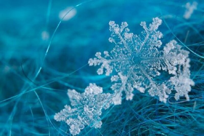 Snowflake on Blue Fibers