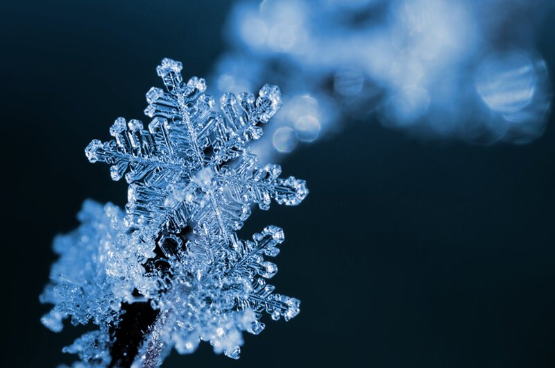 Snowflake on Dark Background — Blue