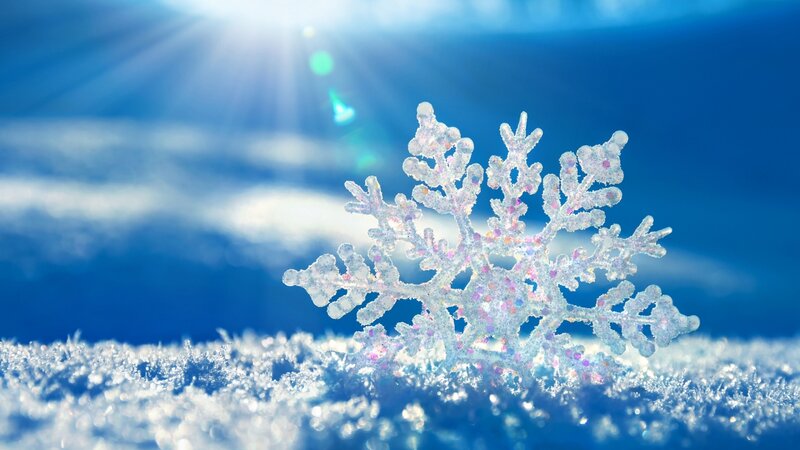 Snowflake on Snow — Blue, Bright, Winter