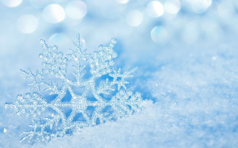Snowflake on Snow — Blue, Calm, Winter, Photograph, Bokeh
