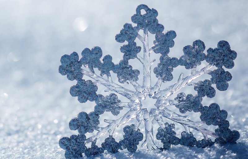 Snowflake on Snow — Blue, Cold, Winter, Photograph