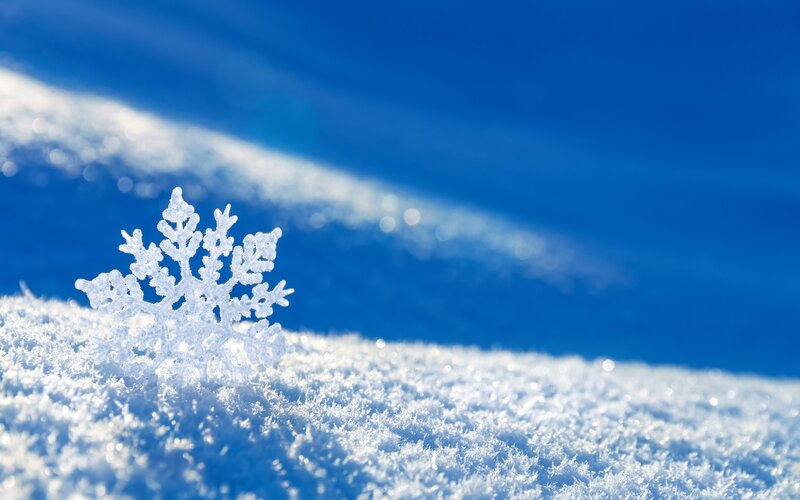Snowflake on Snow — Blue, Serene, Winter, Photograph, Sky