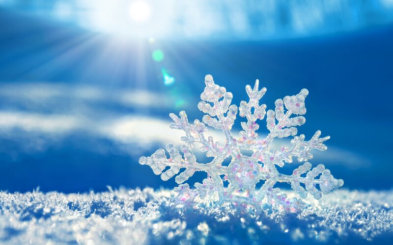 Snowflake on Snow — Blue, Serene, Winter, Photograph, Sun