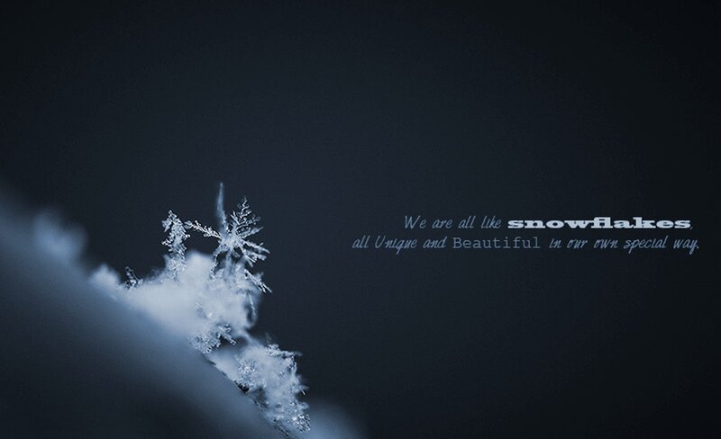 Snowflake on Snow — Blue, Serene, Winter, Photograph, Text