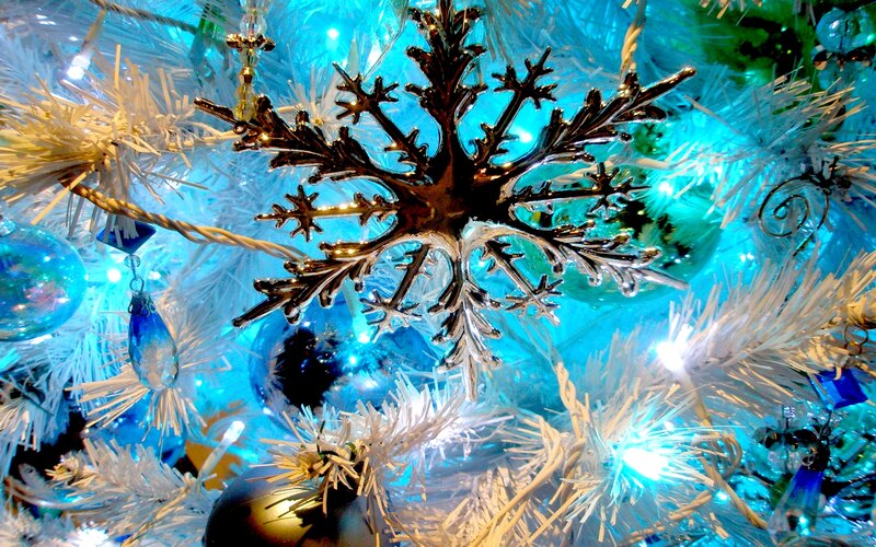 Snowflake Ornament on Tree