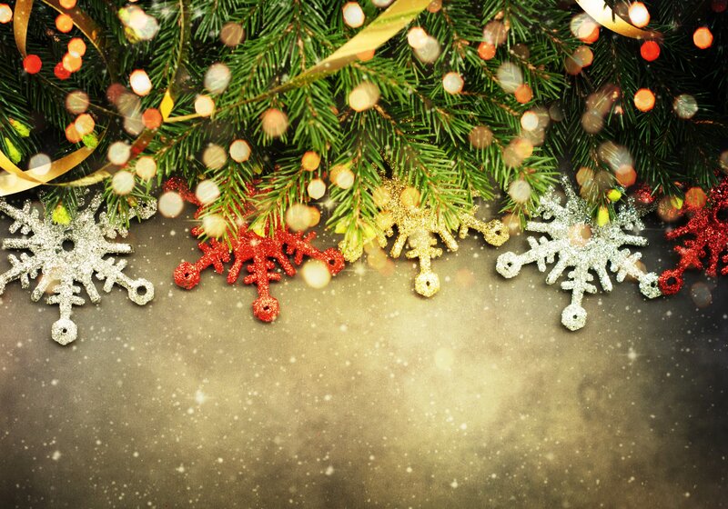 Snowflake Ornaments on Pine