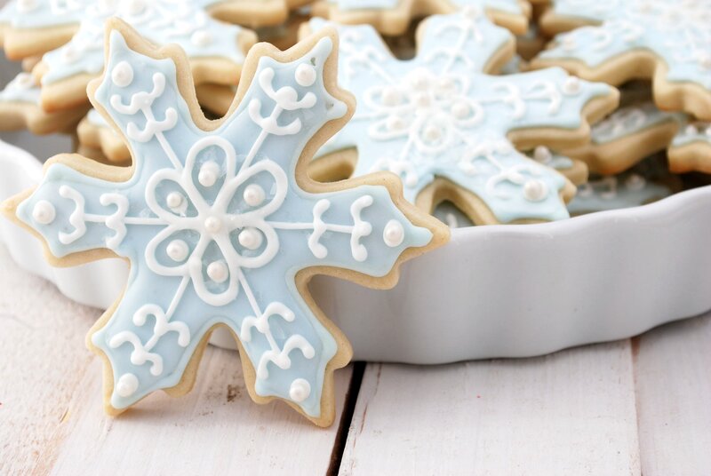 Snowflake-shaped Cookies — Blue, Festive