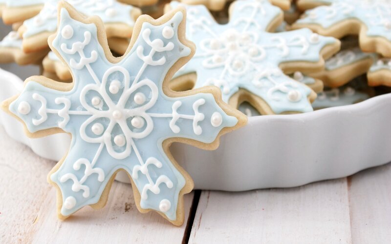 Snowflake-shaped Cookies — Blue, Festive, Winter