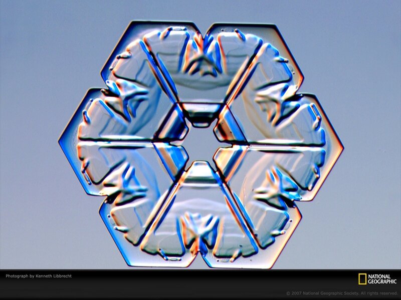 Snowflake under Microscope — Blue, Calm